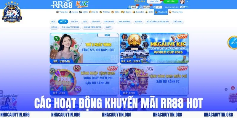 Các hoạt động khuyến mãi RR88 HOT