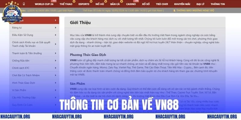 Thông tin cơ bản về VN88
